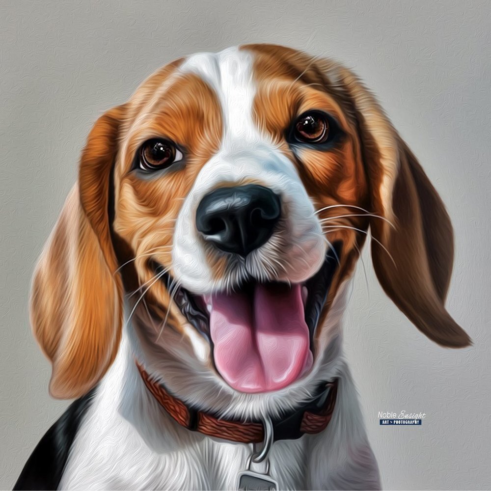 Beagle Puppy Dog Portrait Watercolor Oil Painting Wall‎ Art Print - Picture 2 of 7